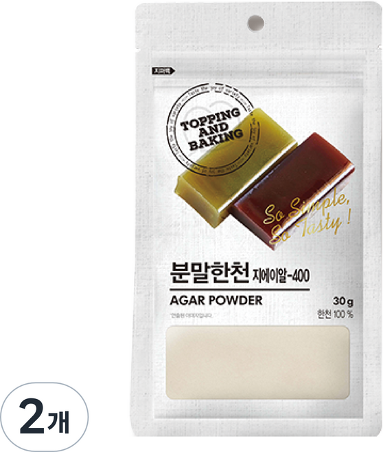 큐원 홈베이킹 분말한천, 2개, 30g