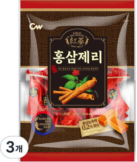 청우식품 홍삼제리, 350g, 3개