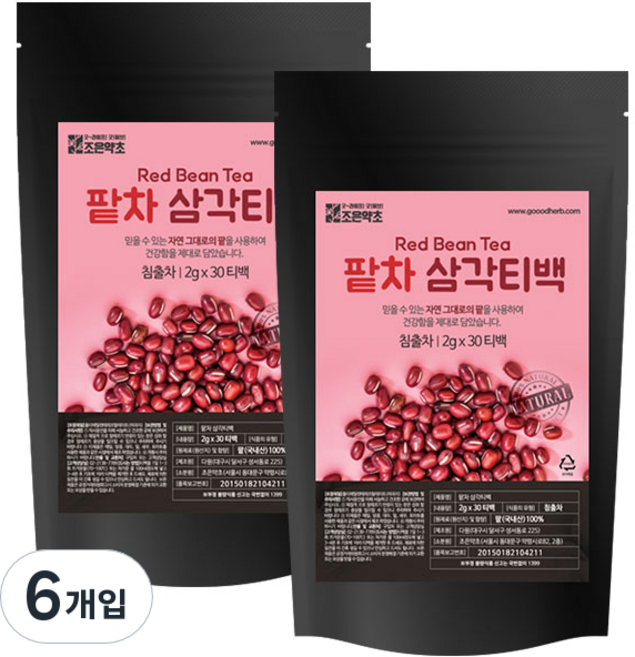 굿허브 조은약초 팥차 삼각티백, 2g, 30개입, 6개