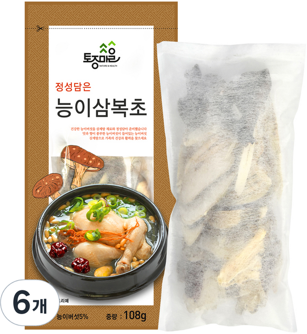 토종마을 삼계탕재료 능이삼복초, 108g, 6개