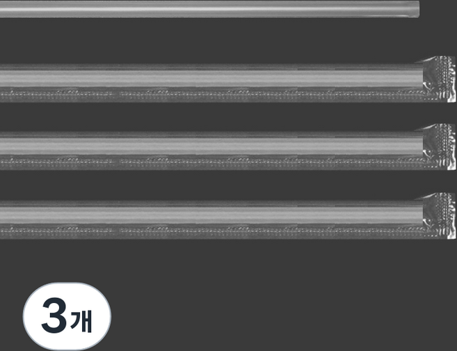 개별포장 일자 플라스틱 빨대 흰색투명 7 x 210 mm, 3개, 500개입