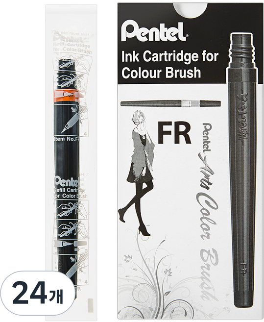 Pentel 飛龍文具 彩色毛筆補充蕊, FR107X, 24個