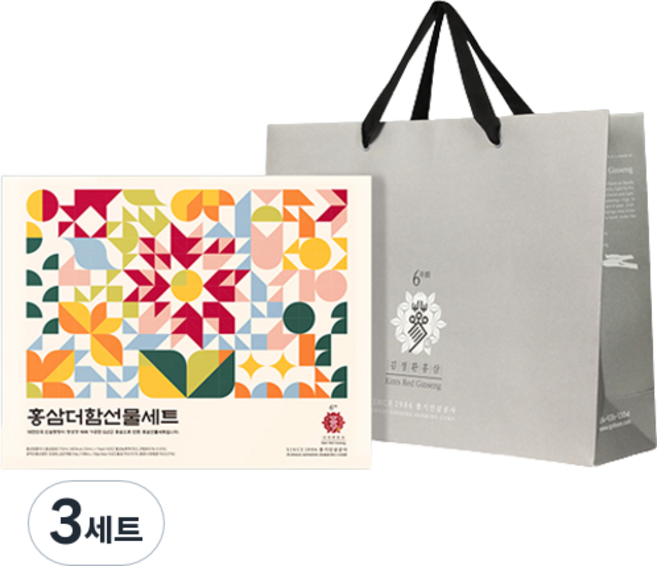 김정환홍삼 홍삼더함 선물 세트 + 쇼핑백, 3세트, 750ml