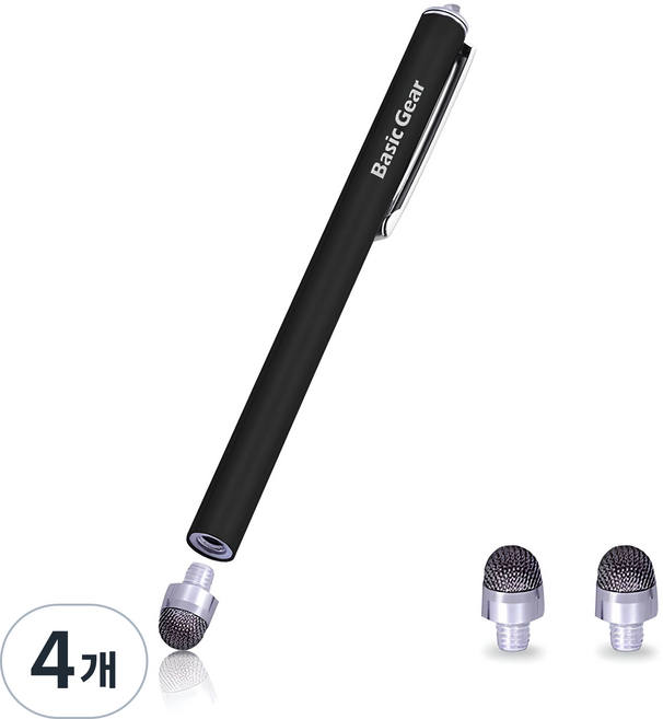 베이직기어 마이크로 터치펜, 블랙, 4개