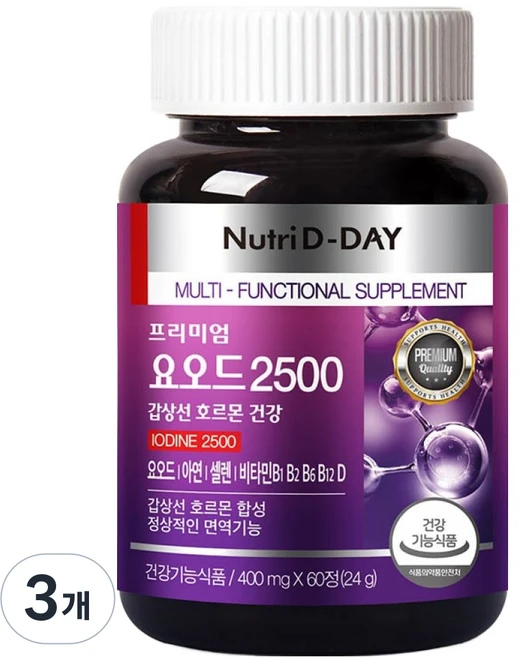 뉴트리디데이 갑상선 호르몬 건강 요오드 2500 24g, 60정, 3개 - 쿠팡