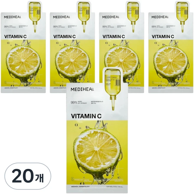 메디힐 비타민씨 에센셜 마스크팩 잡티토닝 24ml, 20개, 1개입 - 쿠팡