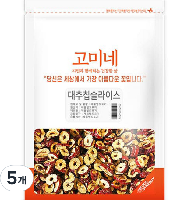 고미네 대추칩 슬라이스, 5개, 250g