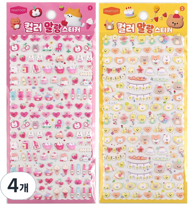 핑크풋 컬러 말랑 스티커, 랜덤발송, 4개