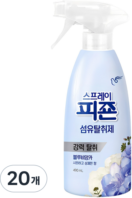 피죤 스프레이 섬유탈취제 블루비앙카 본품, 490ml, 20개