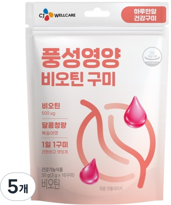 CJ WELLCARE 豐盈營養生物素軟糖 30g, 5個, 10錠