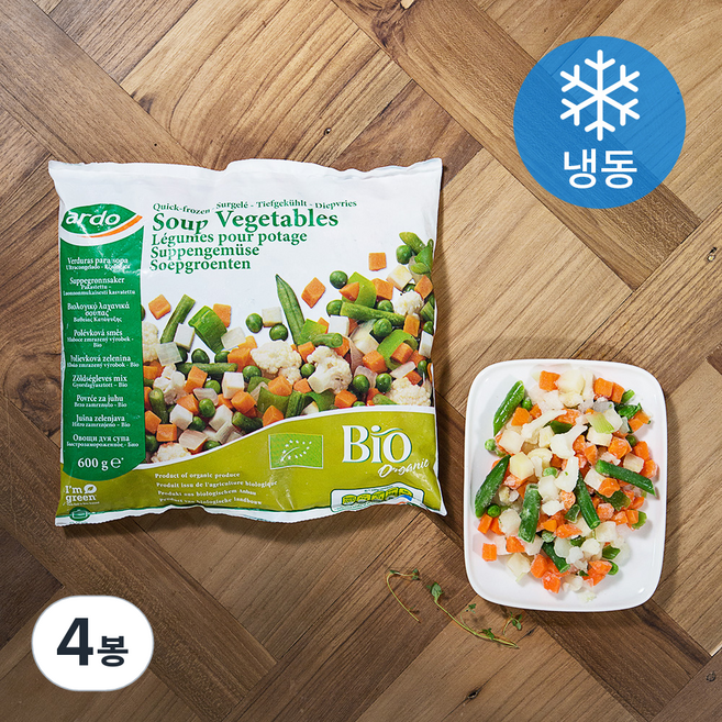 아르도 유기가공식품인증 수프채소믹스 (냉동), 600g, 4봉