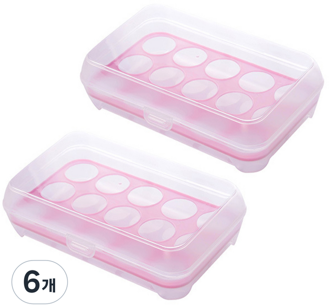 블럭마트 15구 에그케이스, 핑크, 6개