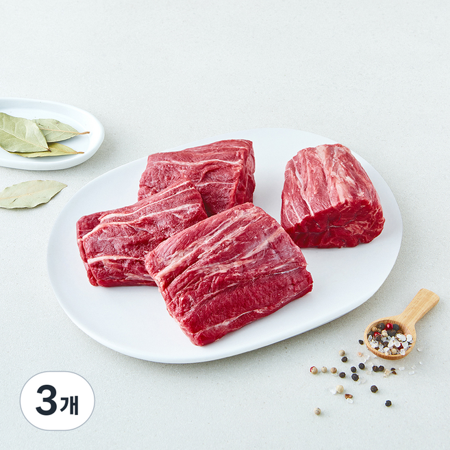 미트엔조이 미국산 미절단 아롱사태 찜 수육용 (냉장), 3개, 600g