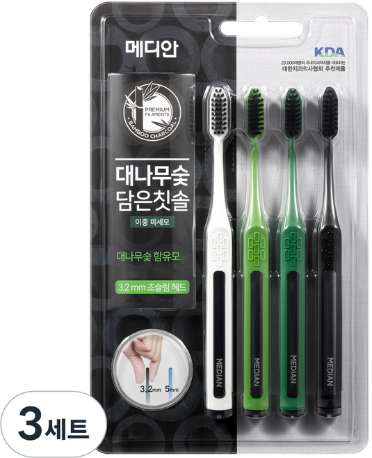 메디안 대나무숯 담은 칫솔 미세모, 4개입, 3개