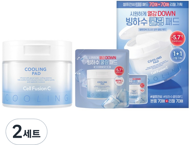 셀퓨전씨 포스트 알파 쿨링 패드 + 리필팩 70p 세트, 70매입, 2세트