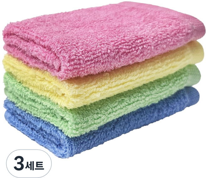 월드크린 만능 대나무 섬유 행주 블루 + 옐로우 + 핑크 + 그린, 3세트