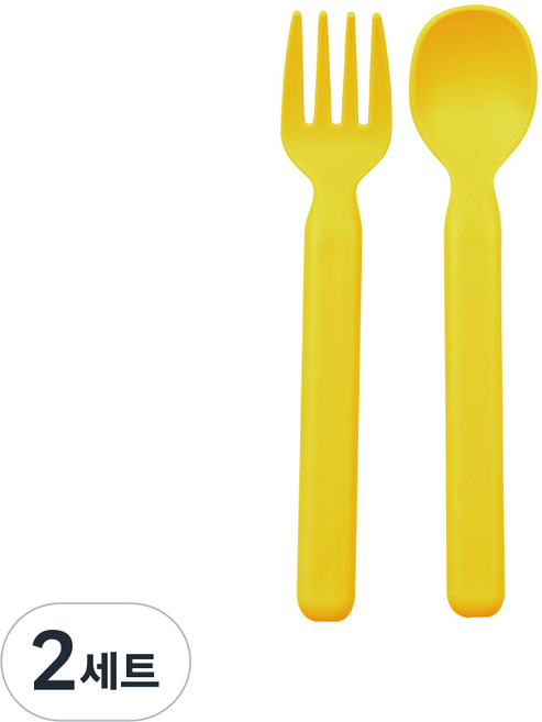 나인웨어 모노 스푼 + 포크 세트, 파스텔옐로우, 2세트