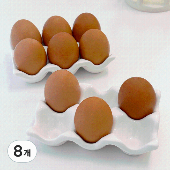 DEMIMOOD Eopeu 6格雞蛋託盤, 8個, 白色