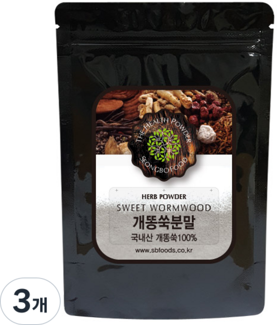 성보식품 국내산 개똥쑥 분말, 3개, 600g