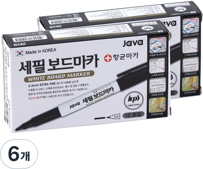 JAVAPEN 細字白板筆 12入, 黑色, 72個