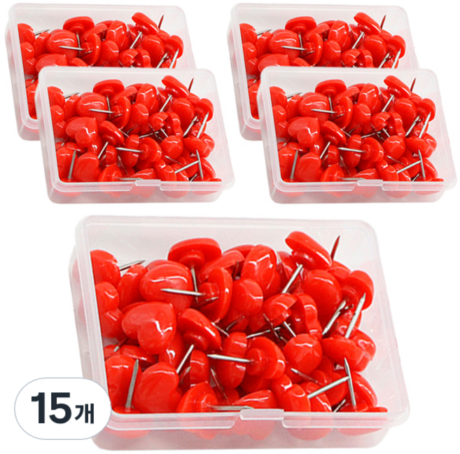마켓감성 하트모양 압정 레드, 50개입, 15개
