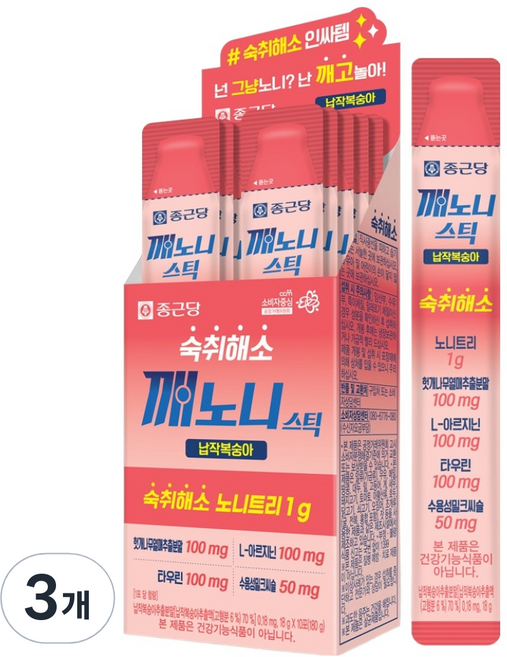 종근당 깨노니 납작복숭아 숙취해소스틱, 18g, 30개