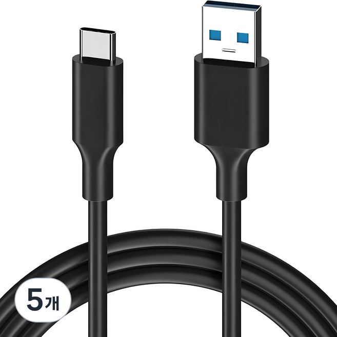 808 USB 3.2-C타입 고속충전 케이블 60W 10Gbps, 30cm, 블랙, 5개