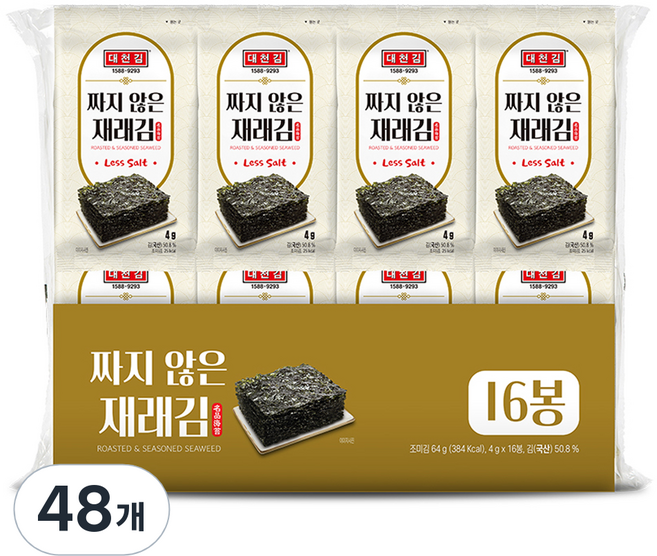 대천김 짜지 않은 재래김 C1128-K, 4g, 48개