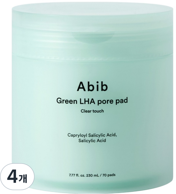 아비브 그린 LHA 모공 패드 클리어 터치 230ml, 70매입, 4개