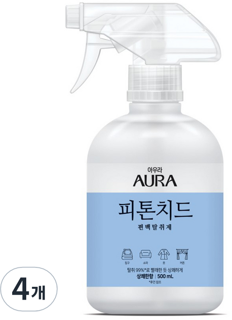 아우라 피톤치드 편백탈취제 상쾌한향 본품, 500ml, 4개