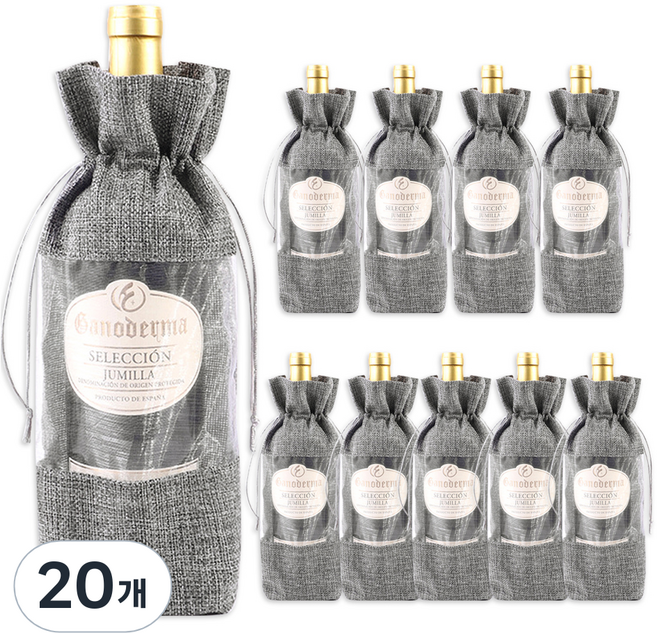 골든래빗 와인C 시스루 와인 포장백 15 x 30 cm, 그레이, 20개