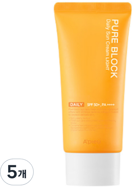 어퓨 퓨어블록 내추럴 데일리 선크림 라이트 SPF50+ PA++++, 50ml, 5개