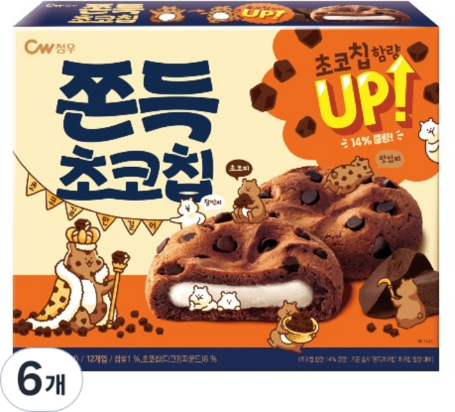 청우식품 쫀득초코칩, 240g, 6개