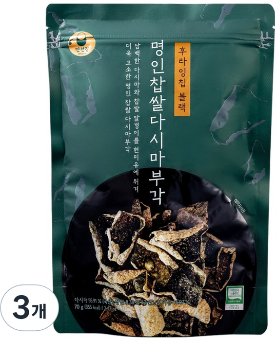 만전김 명인찹쌀 다시마 부각, 70g, 3개
