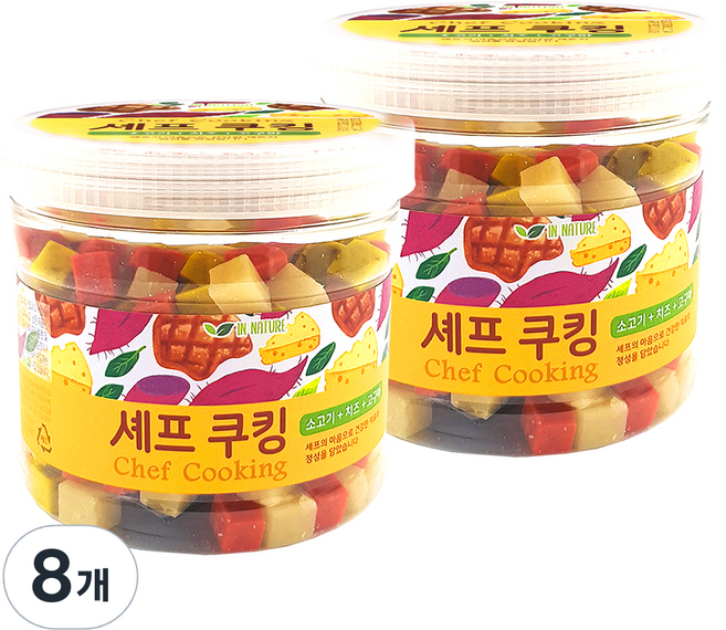 퍼피아이 강아지 셰프쿠킹 통간식, 혼합맛(소고기/치즈/고구마), 400g, 8개