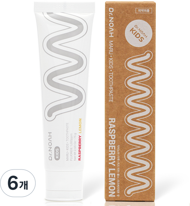 [비건라이프] 닥터노아 마루 유아 치약 불소 라즈베리 레몬향, 75g, 1개입, 6개