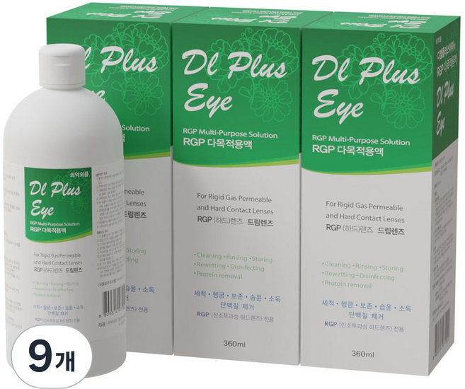 휴먼바이오 디엘플러스아이 렌즈세정액, 360ml, 9개