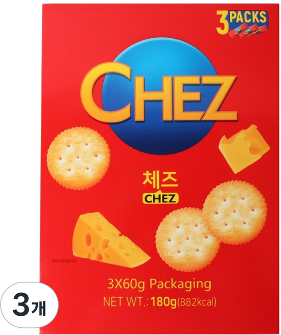 체즈 치즈크래커, 3개, 180g