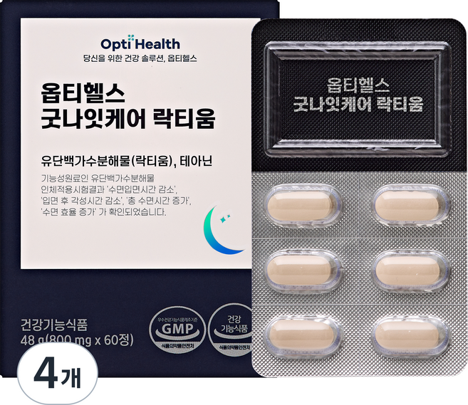 옵티헬스 굿나잇케어 락티움 영양제, 60정, 4개