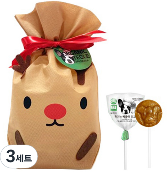 떼르드글라스 유기농 인증 떼글이 달고나 크리스마스 쁘띠루돌프 세트, 3세트, 180g