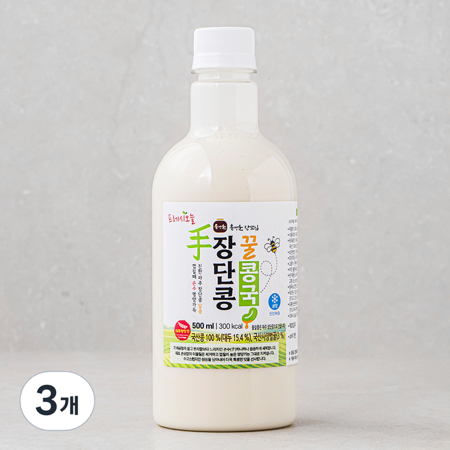 프레시오늘 신선냉장 장단콩 꿀콩국, 500ml, 3개