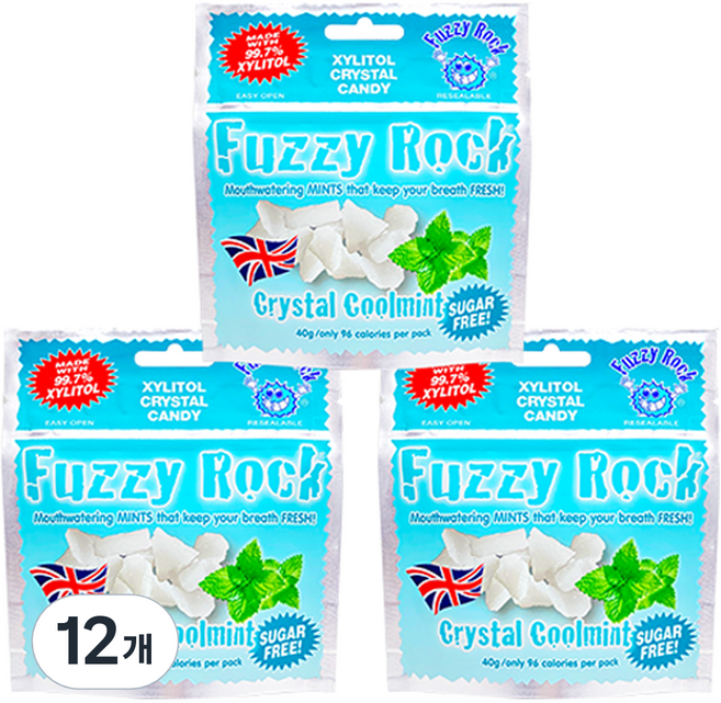 퍼지락 자일리톨 크리스탈 캔디 쿨민트향, 40g, 12개