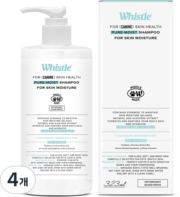 휘슬 퓨어 모이스트 애견샴푸, 4개, 323ml