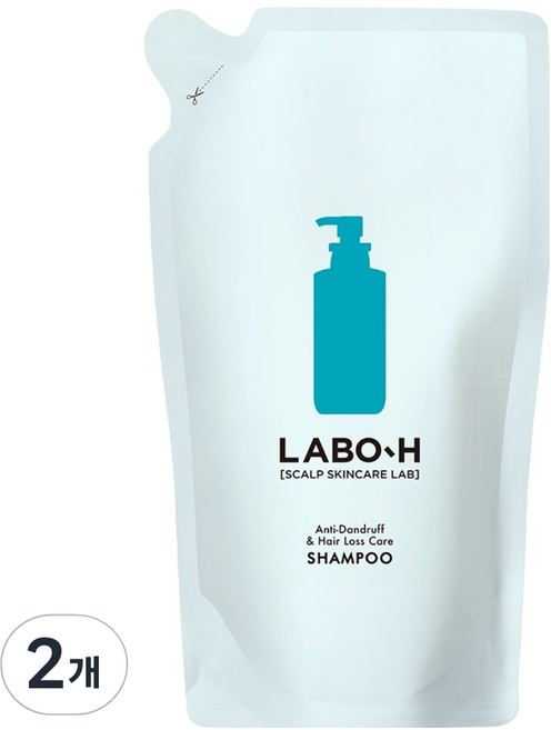 라보에이치 댄드러프클리닉 비듬 두피 각질 케어 약산성 샴푸 리필팩, 400ml, 2개