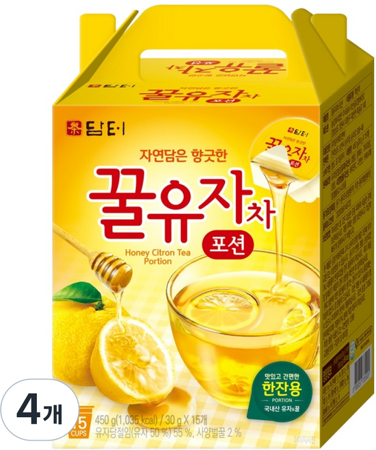 담터 꿀유자차 포션, 30g, 15개입, 4개
