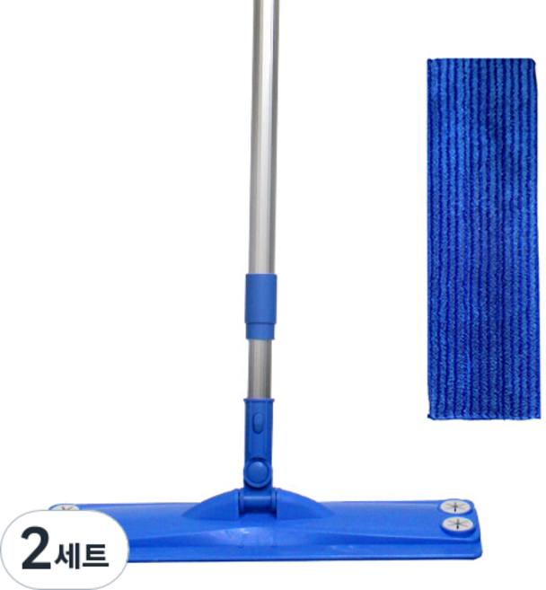 월드크린 블루 밀대걸레 40cm + 두툼패드, 2세트