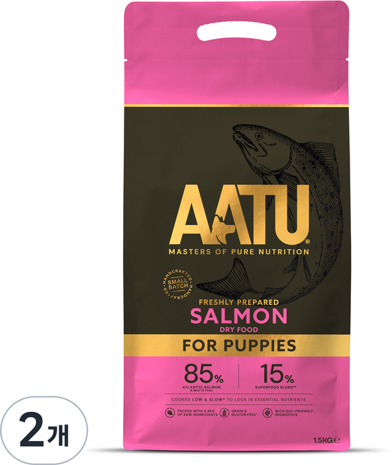 아투 퍼피 건식사료, 1.5kg, 2개, 연어