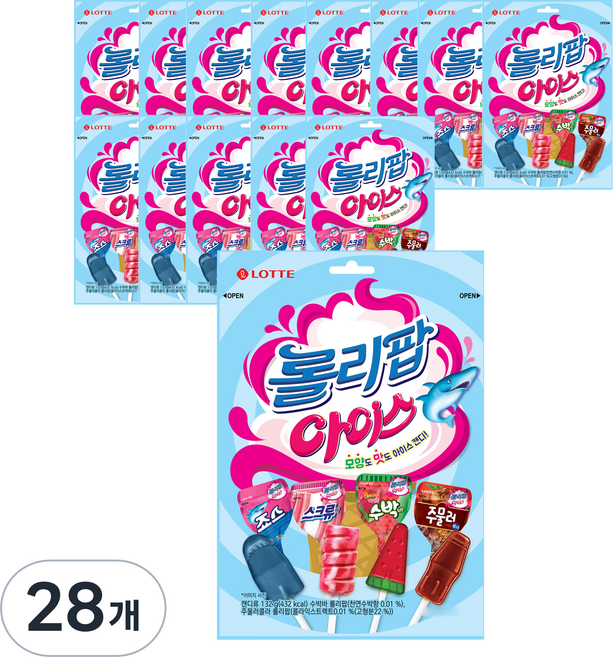 롯데웰푸드 롤리팝 아이스 캔디 12p, 132g, 28개