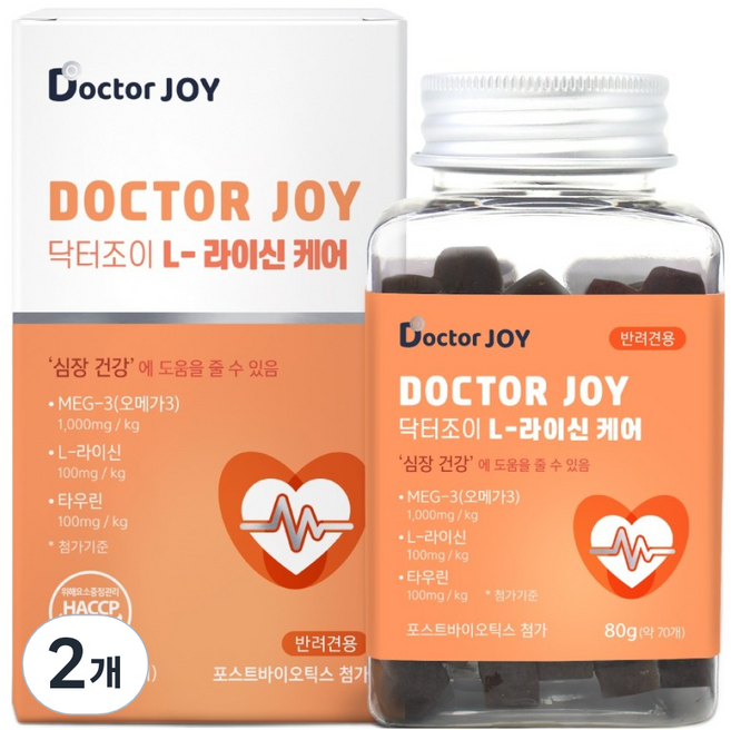 닥터조이 강아지 케어 영양제, 70정, 심장, 2개