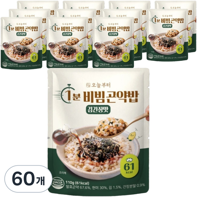 오늘부터 1분 비빔곤약밥 김간장맛, 60개, 110g